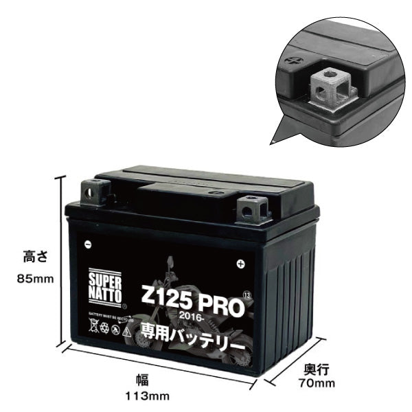 バイク用バッテリー■カワサキ Z125PRO (2016年式~)専用バッテリー