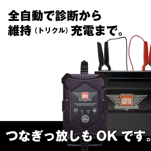 スーパーナット ハーレー専用バッテリー充電器 (6V/12V対応)