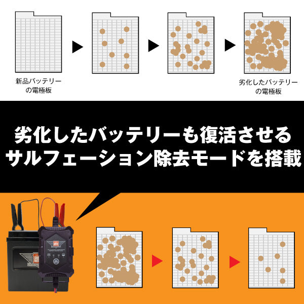スーパーナット ハーレー専用バッテリー充電器 (6V/12V対応)