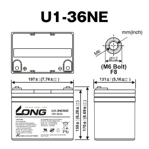LONG U1-36NE サイクルバッテリー