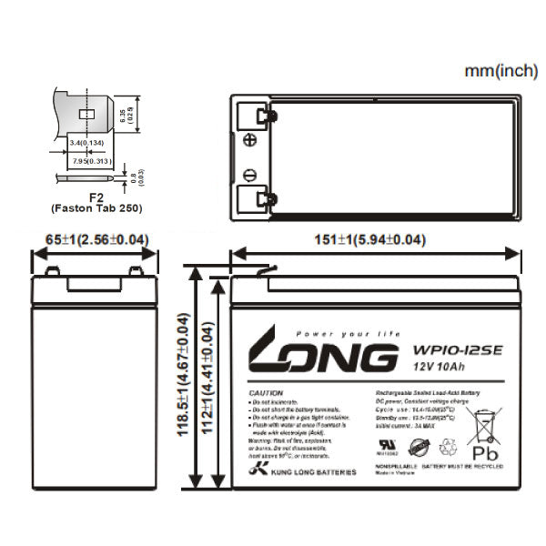 LONG WP10-12SE サイクルバッテリー