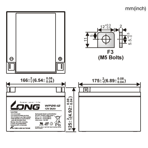LONG WP26-12 サイクルバッテリー