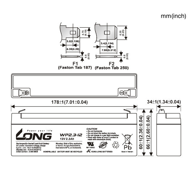 LONG WP2.3-12 サイクルバッテリー