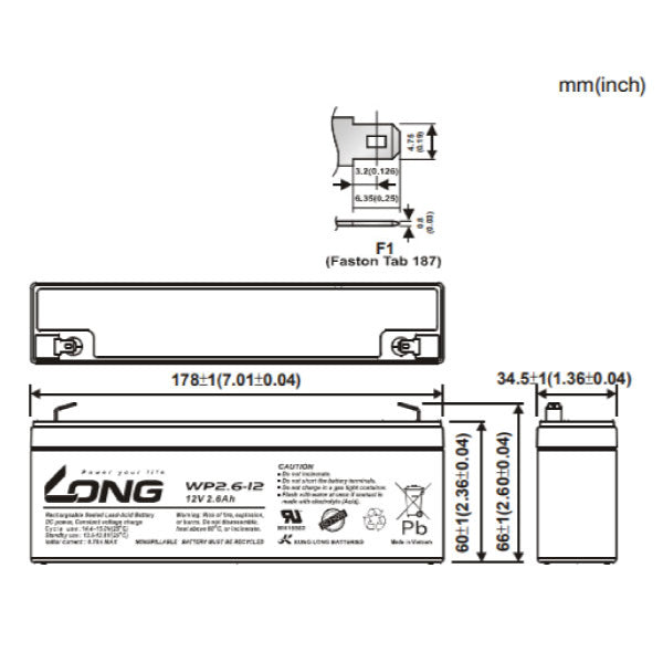 LONG WP2.6-12(F1端子) サイクルバッテリー