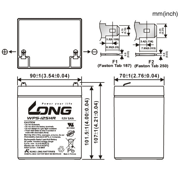 LONG WP5-12SHR サイクルバッテリー