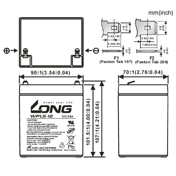 LONG WPL5-12 サイクルバッテリー