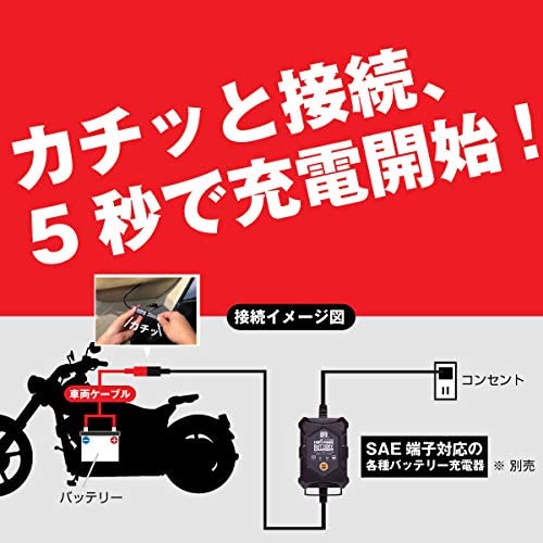 スーパーナット バイク充電器専用 車両ケーブル(AWG14) バッテリー充電器対応