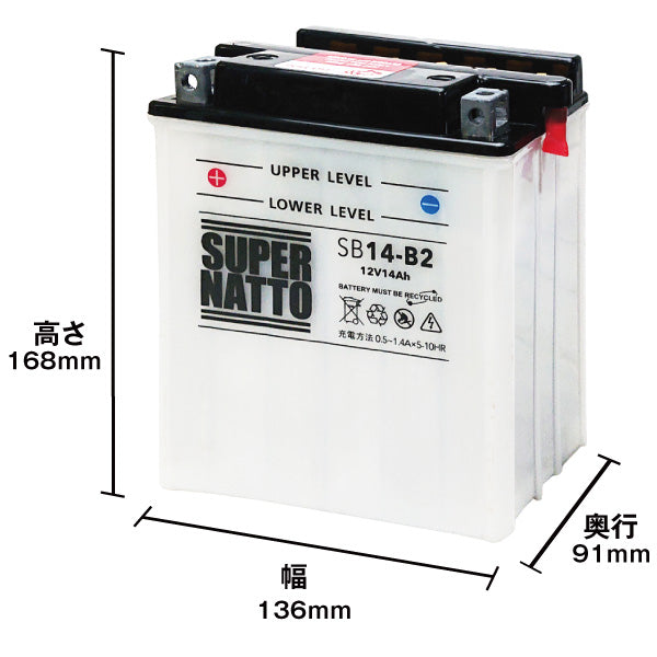 スーパーナット SB14-B2 (開放型) バイク用バッテリー