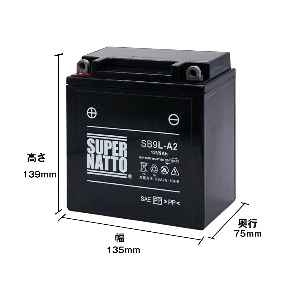 スーパーナット SB9L-A2 (シールド型) バイク用バッテリー