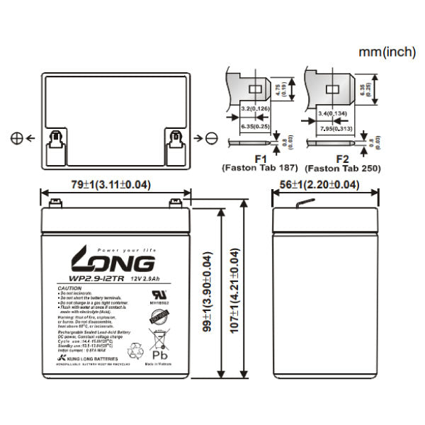 LONG WP2.9-12TR サイクルバッテリー