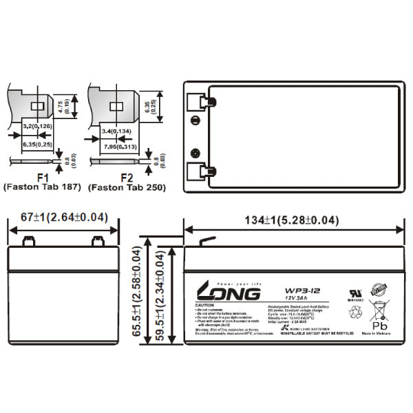 LONG WP3-12 サイクルバッテリー