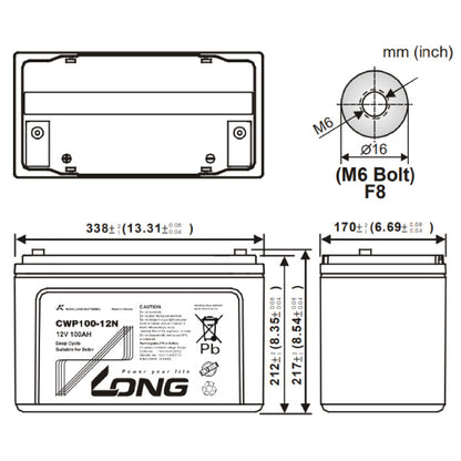 LONG CWP100-12N サイクルバッテリー