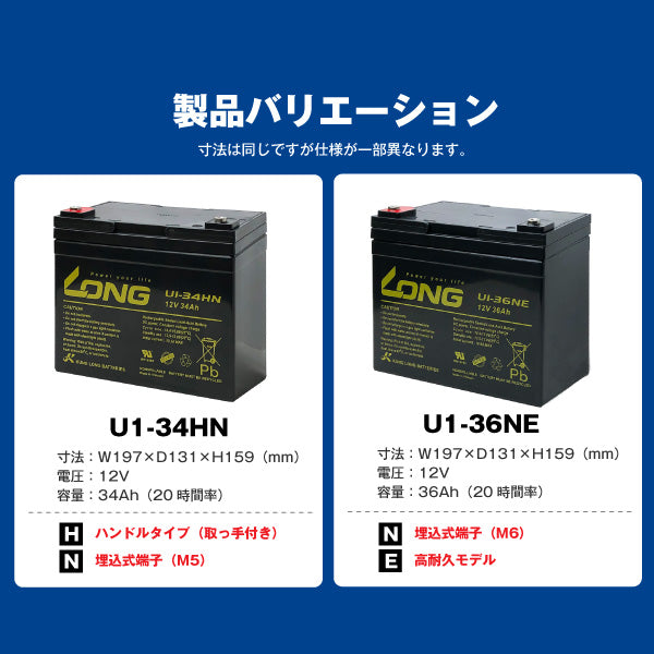 LONG U1-36NE サイクルバッテリー – バッテリーストア.com