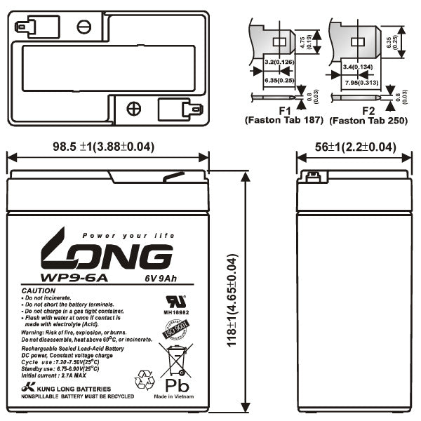 LONG WP9-6A サイクルバッテリー