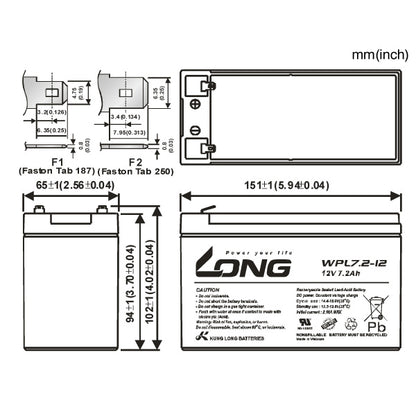 LONG WPL7.2-12 (V0) サイクルバッテリー