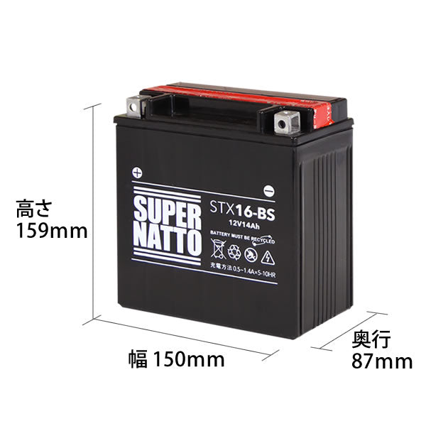 スーパーナット STX16-BS （密閉型） バイク用バッテリー – バッテリーストア.com
