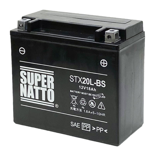 スーパーナット STX20L-BS （シールド型） バイク用バッテリー
