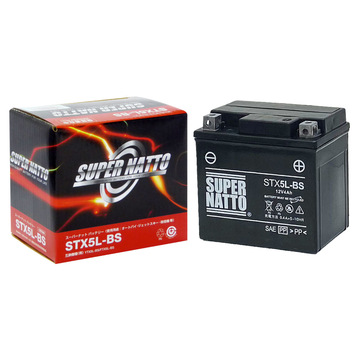 スーパーナット STX5L-BS （シールド型） バイク用バッテリー – バッテリーストア.com