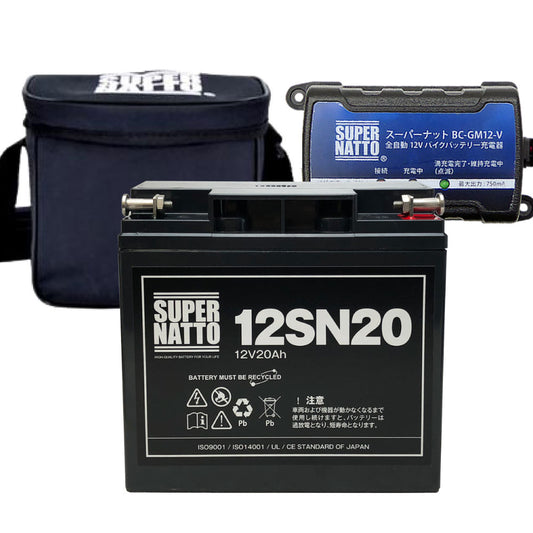 スーパーナット ST-1220 電動リール用バッテリー＋充電器＋防水キャリーケース 3点セット 釣り用端子(ネジ)付き
