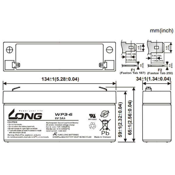 LONG WP3-6 サイクルバッテリー