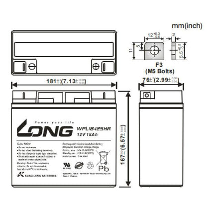 LONG WPL18-12SHR サイクルバッテリー